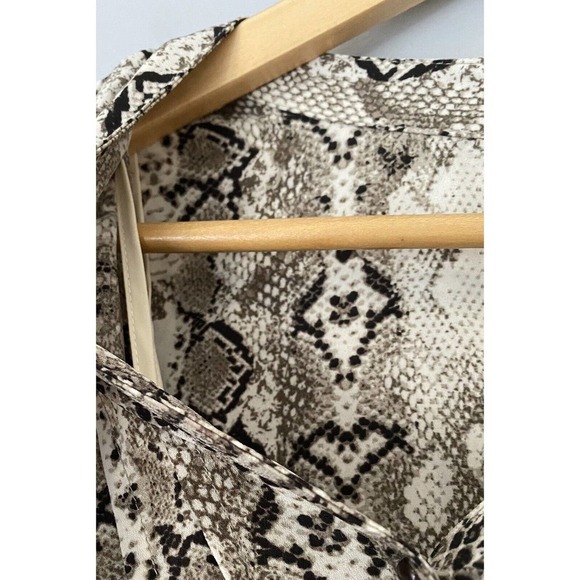 Nanette Lepore Brown Snake Print Tie Waist Shirt Dress Size 14 Slip Dress Lined - Picture 8 of 12